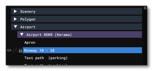 The Object Element Content LIst In The Scenery Editor