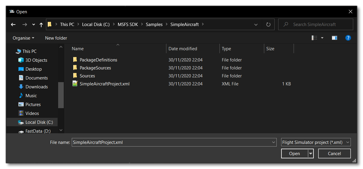 SimpleAircraft Project Directory