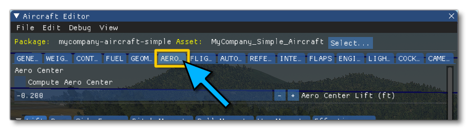 The Aerodynamics Panel In The Aircraft Editor