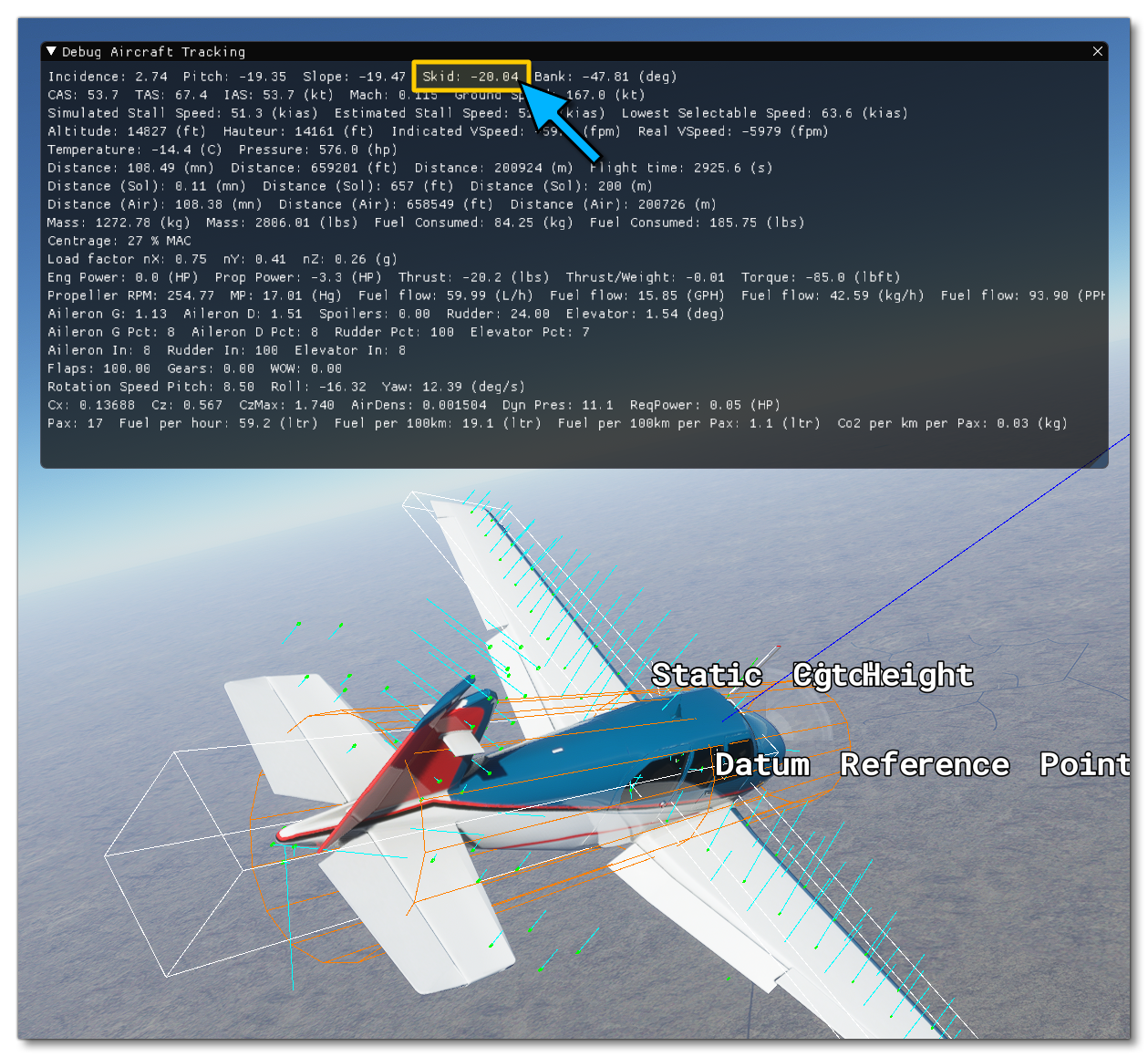 Checking The Skid In The Aircraft Editor Debugger