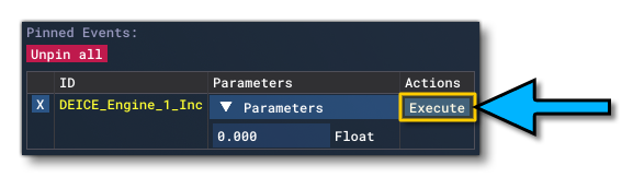 The Execute Button For A Pinned Event In The Behaviors Debug Window