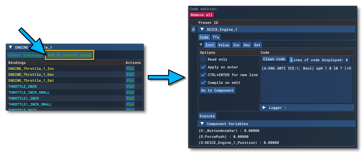 Adding A Preset To The Code Edition Section Of The Behaviors Debug Window