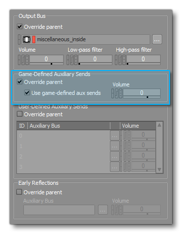 Game Defined Aux Sends