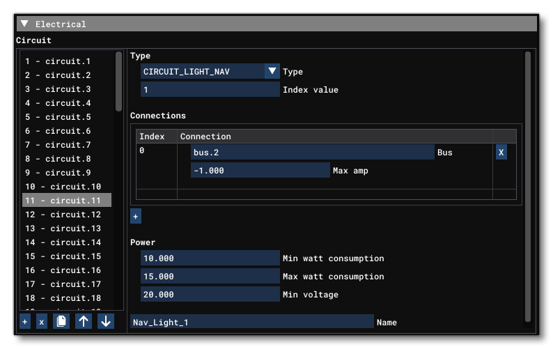 The Electrical Section Of The Systems Tab In The Aircraft Editor