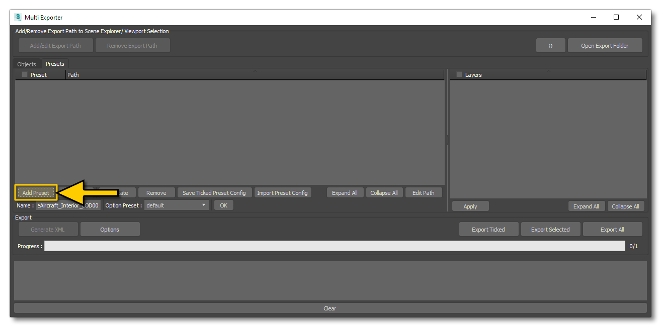 The Add Preset Button In The Multi-Exporter