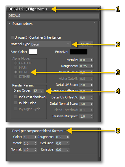 Decal Material Settings